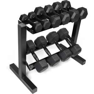 150 lb Dumbbell Set with 2-Tier Rack